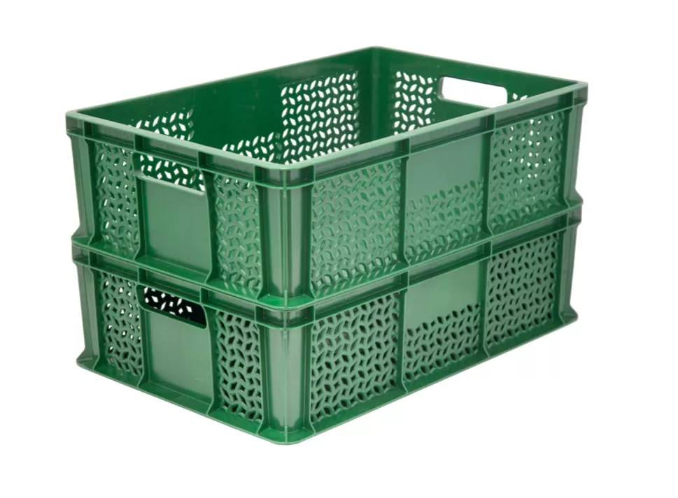 Ящик перфорированный 600×400×180 мм, объем 35 л., арт.: 706.02.01 м, зелёный, код: 16415