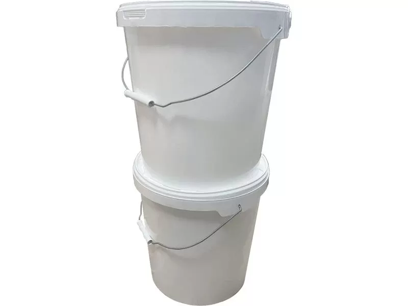 Ведро 21,3л круглое с металлической ручкой с белой крышкой, код: 36214