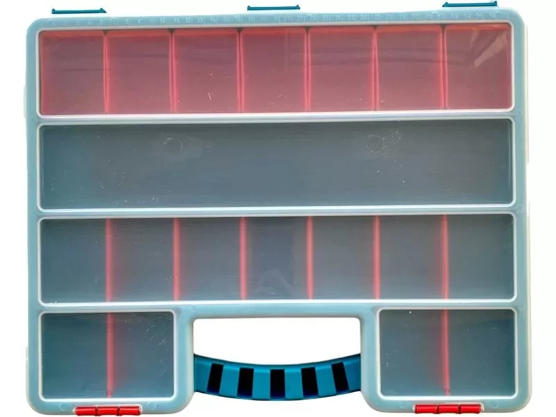 Органайзер 407х340х60 с лотками, с планкой, с разделителями, 25 ячеек, код: 36994