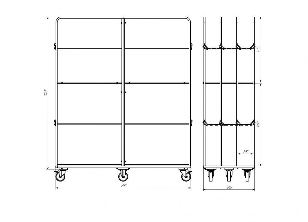 Тележка для негабаритного товара двухуровневая 