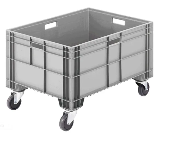 Полубокс п/э 800х600х520 сплошной, с ручками, на колесах, код: 40546