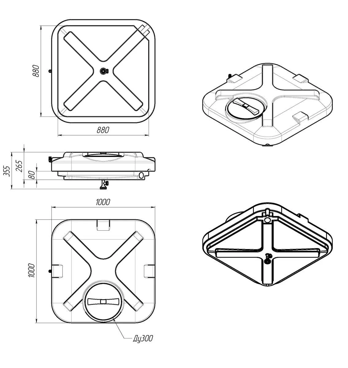 Пластиковый бак для душа 150 литров, арт.: Б-150, цвет: чёрный, код: 23021