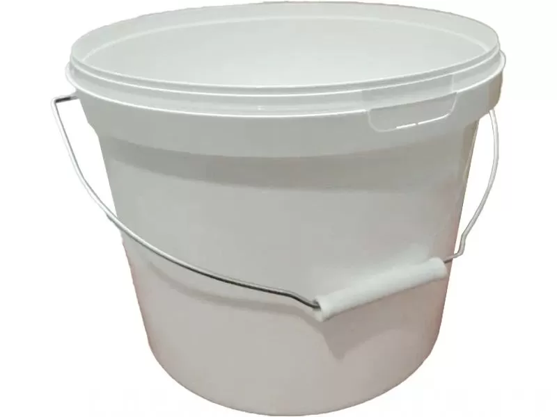 Ведро 10,7л круглое, с металлической ручкой, с белой крышкой, код: 36795