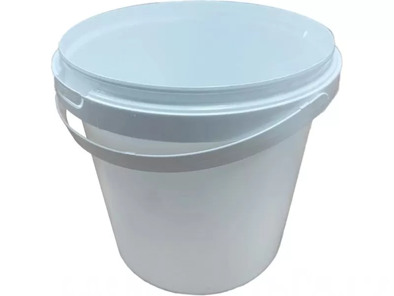 Ведро 1л круглое, с пластиковой ручкой, с белой крышкой, код: 36235