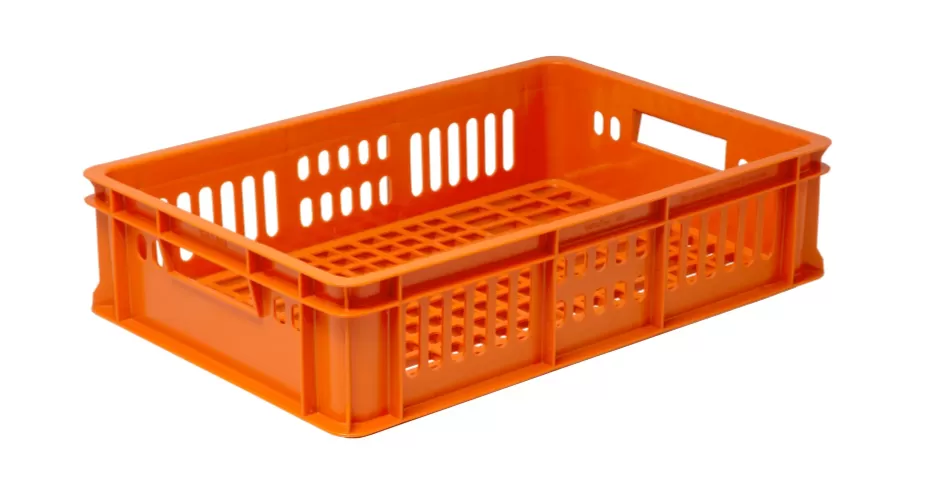 Ящик перфорированный 600×400×150, арт.: 418, объём 28, оранжевый, код: 13434