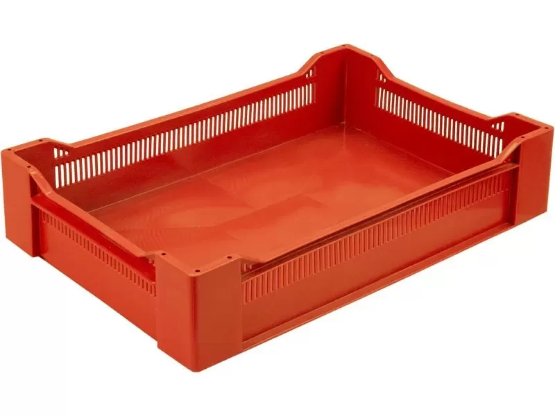 Ящик перфорированный 600×400×135, арт.: 120, объём 32.4, красный, код: 07728