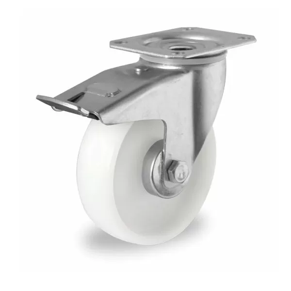 Колесо CASCOO поворотное с тормозом, (d=125мм, г/п=200кг) полиамид, Германия