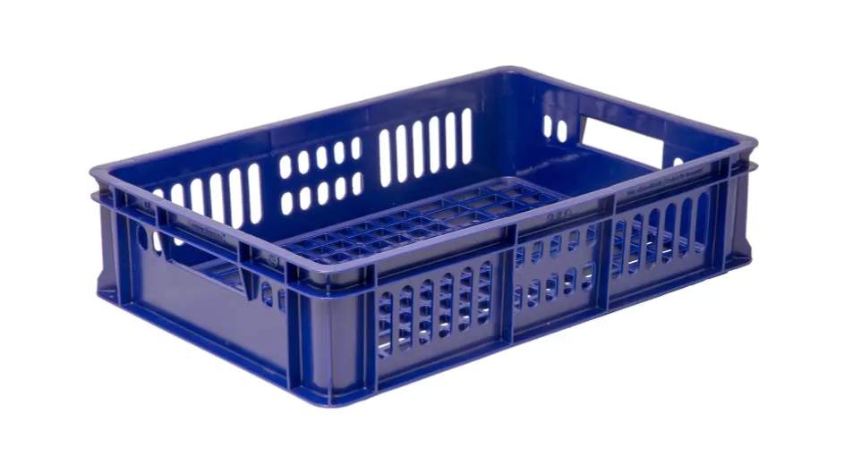 Ящик перфорированный 600×400×150, арт.: 418, объём 28, синий, код: 15657