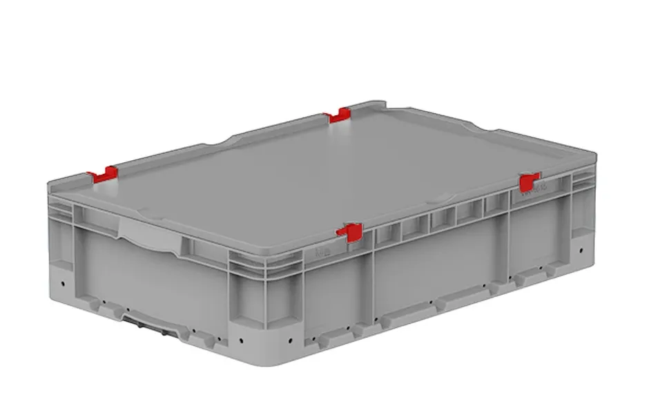 Ящик 600х400х159 сплошной, усиленное дно, демпфер по углам, с крышкой цв. серый, код: 40206