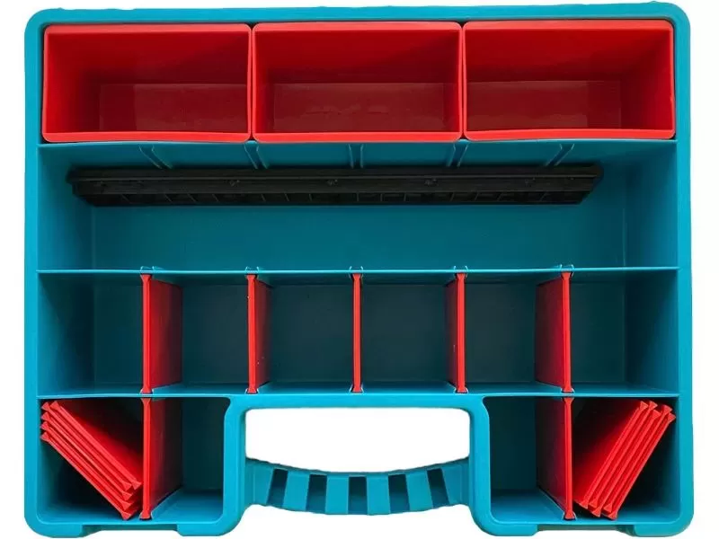 Органайзер 407х340х112 с лотками, с планкой, с разделителями, 22 ячейки, код: 36995