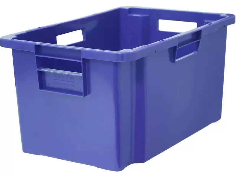 Ящик сплошной 600×400×300 мм, объем 52 л., арт.: 218-1, синий, код: 19570