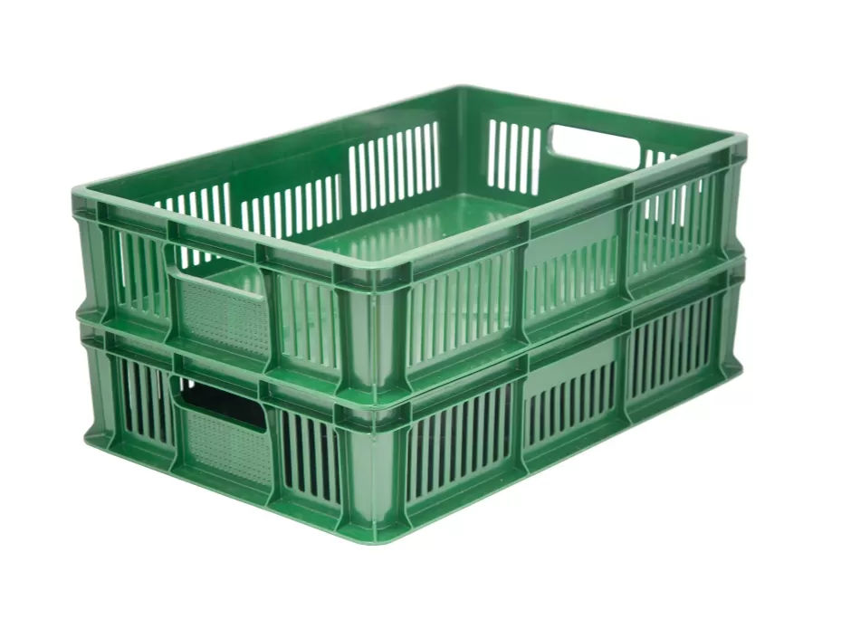 Ящик перфорированный 600×400×140 мм, объем 27 л., арт.: 705.02.01, зелёный, код: 16402