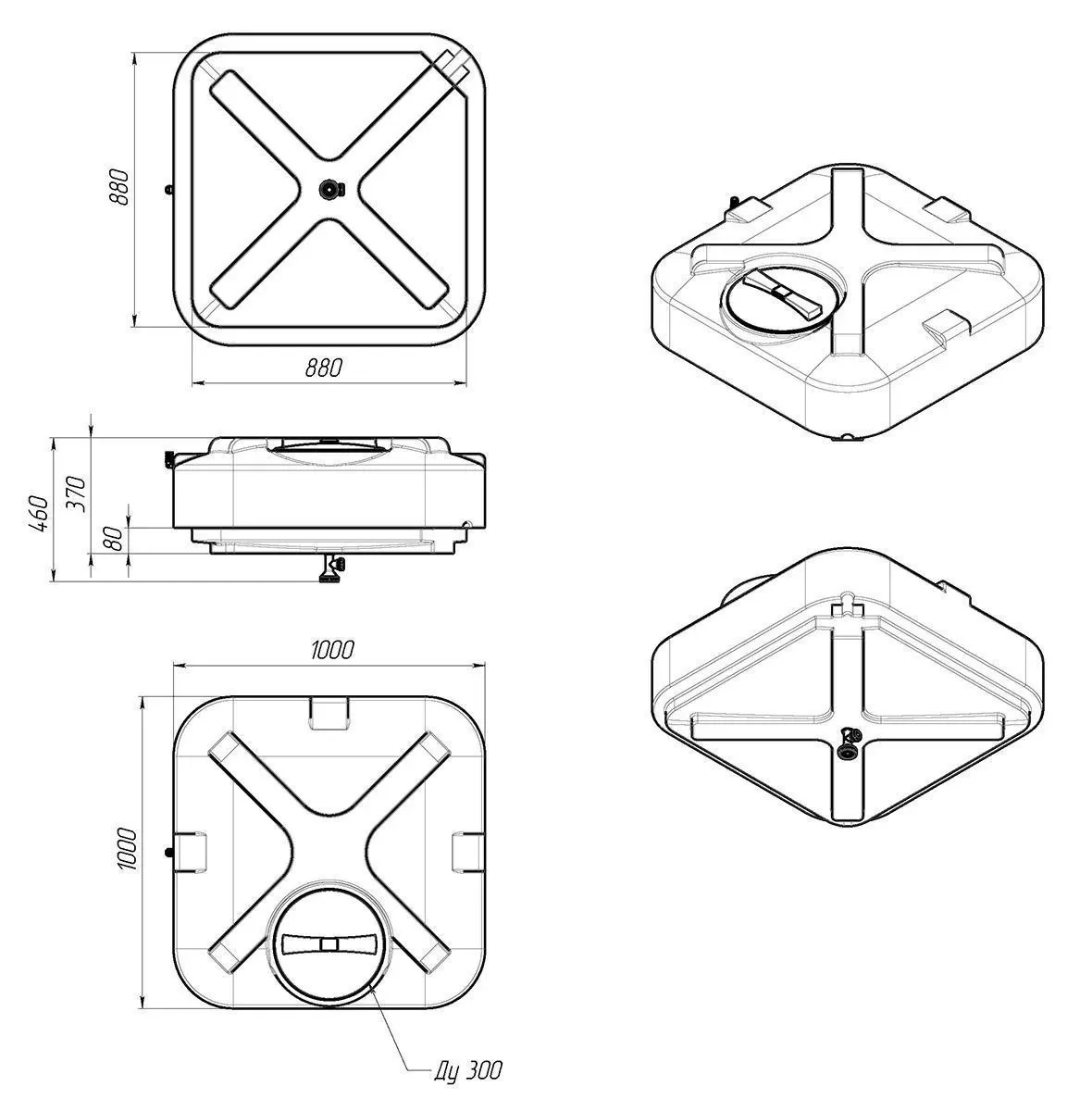 Пластиковый бак для душа 250 литров, арт.: Б-250, цвет: чёрный, код: 19764