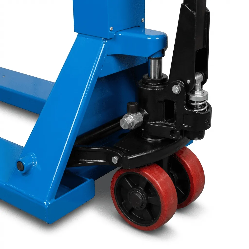 Гидравлическая тележка с весами 2500 кг, вилы 1150 мм, ролики PU, колёса PU