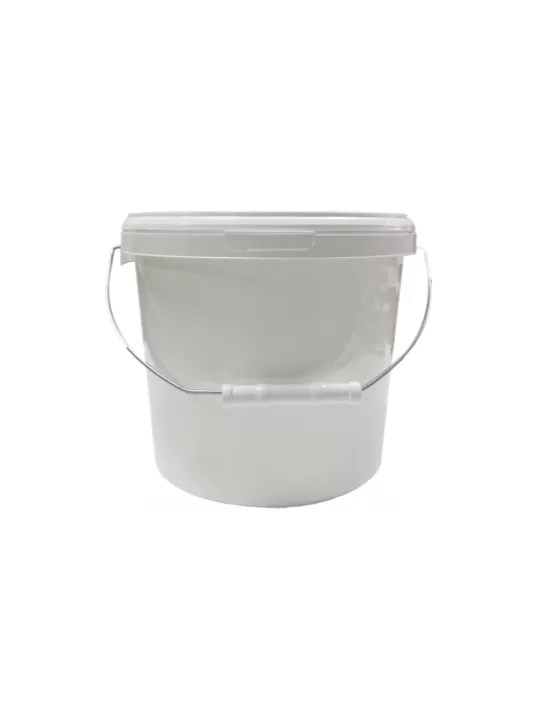 Ведро 5,7л круглое, с металлической ручкой, с белой крышкой, код: 36276