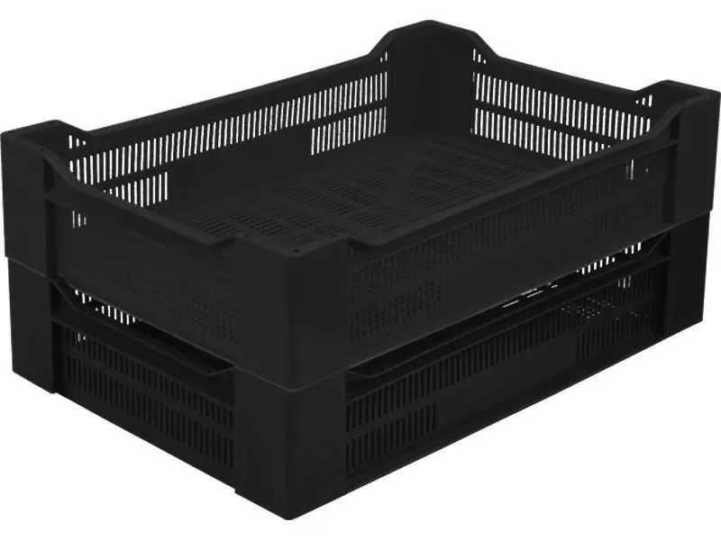 Ящик перфорированный 600×400×135, арт.: 119, объём 32.4, чёрный, код: 03662