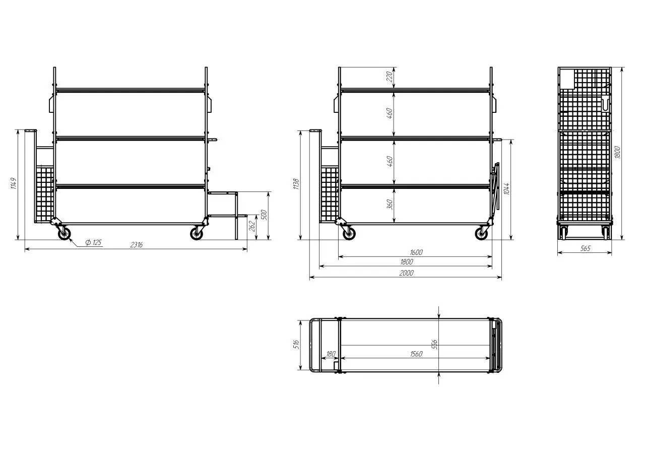Тележка для размещения габаритная