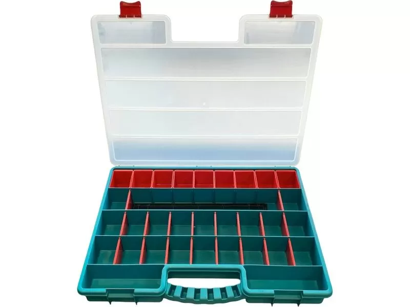 Органайзер 517х395х60 с лотками, с планкой, с разделителями, 38 ячеек, код: 36996