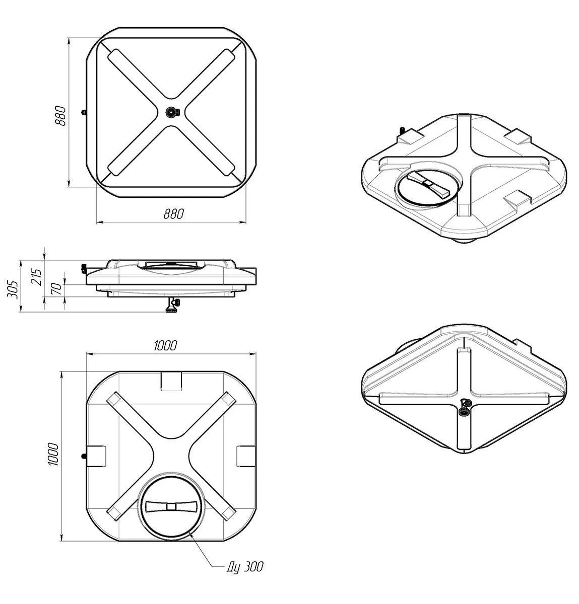 Пластиковый бак для душа 100 литров, арт.: Б-100, цвет: чёрный, код: 19118