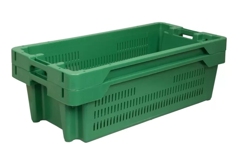 Ящик перфорированный 800×400×225, арт.: 211-2, объём 72, зелёный, код: 05553