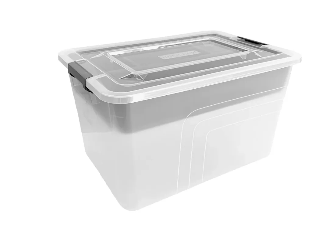 Ящик 305х215х184 для хранения, с крышкой, на клипсах, с лотком, код: 38112