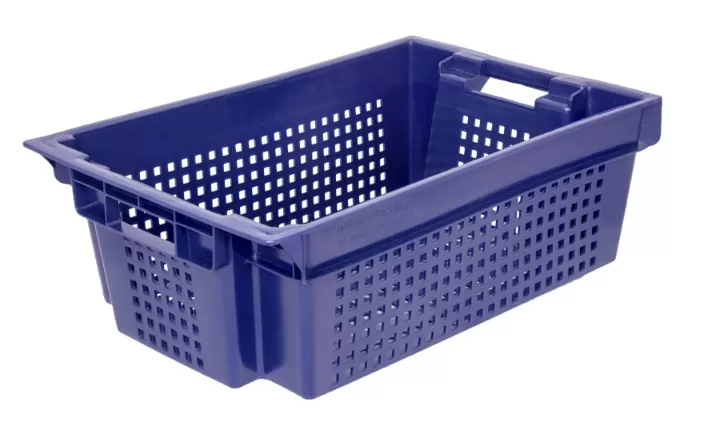 Ящик перфорированный 600×400×200, арт.: 102-У, объём 37, синий, код: 09581