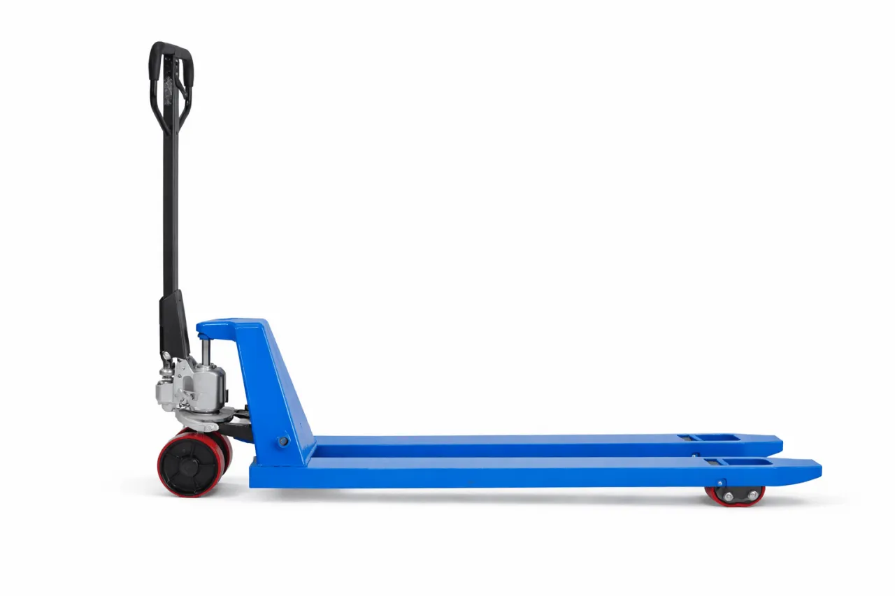 Гидравлическая тележка 2500 кг, вилы 2000 мм, ролики PU, колёса PU