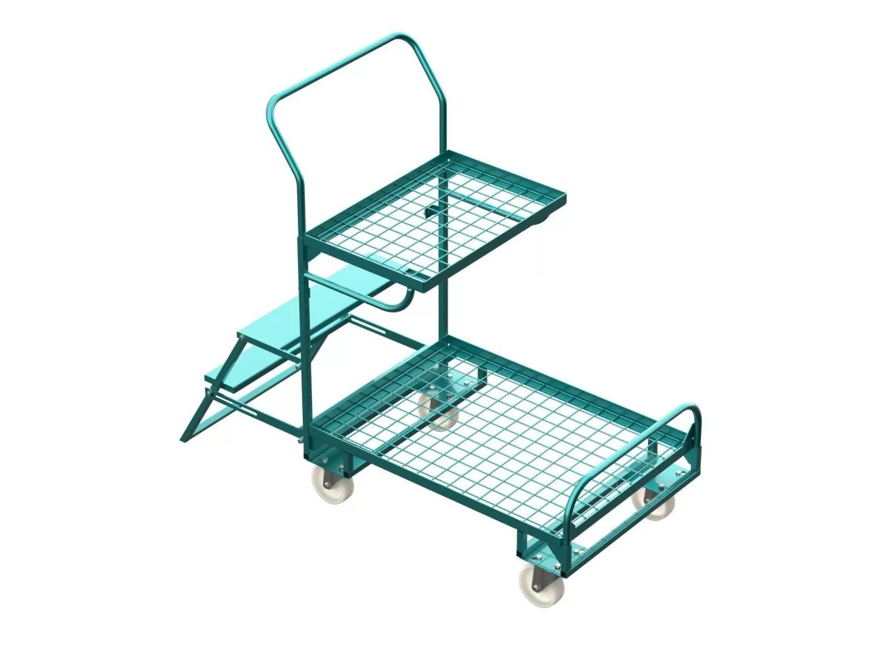 Тележка для подбора на 3 ящика с лестницей